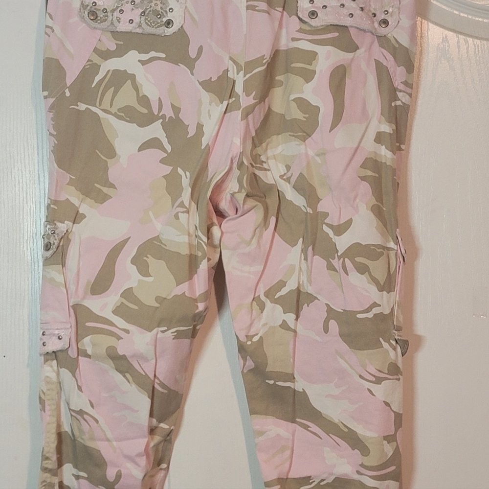 Pink and Tan Camouflage Cargo Pants Lazer Jeans - Picture 6 of 6